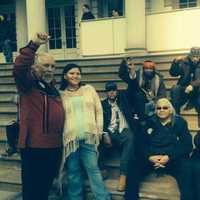 <p>Ramapough Lunaape Nation Chief Dwaine Perry and others rallied on the steps of city hall in Manhattan.</p>