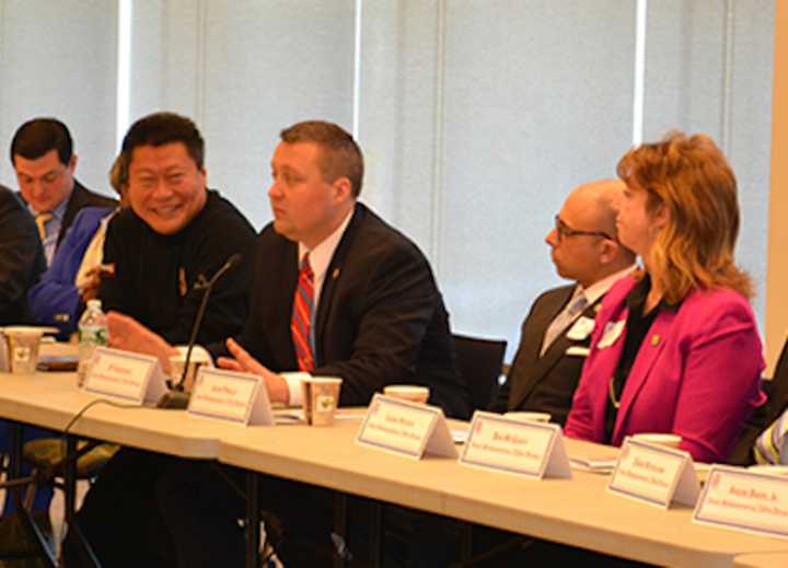 J.P. Sredzinski (R-Monroe) attends a meeting of the Bridgeport Regional Business Council.