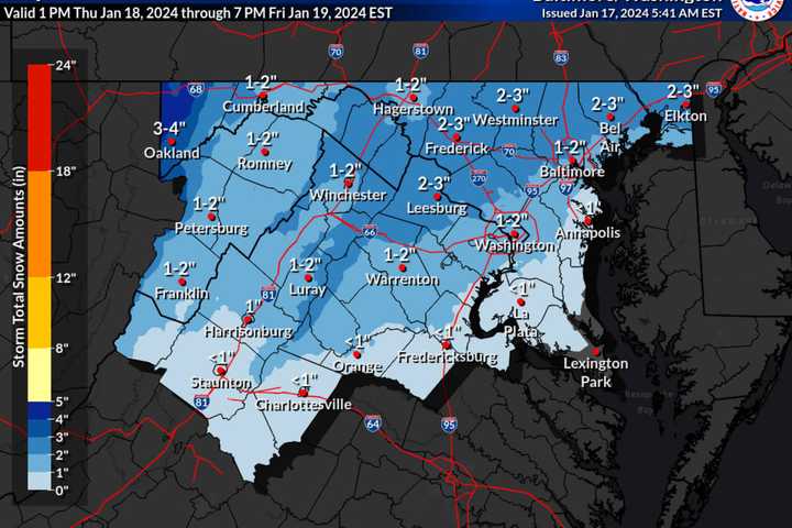 More Snow: New Projections Released For Storm Headed To MD, VA