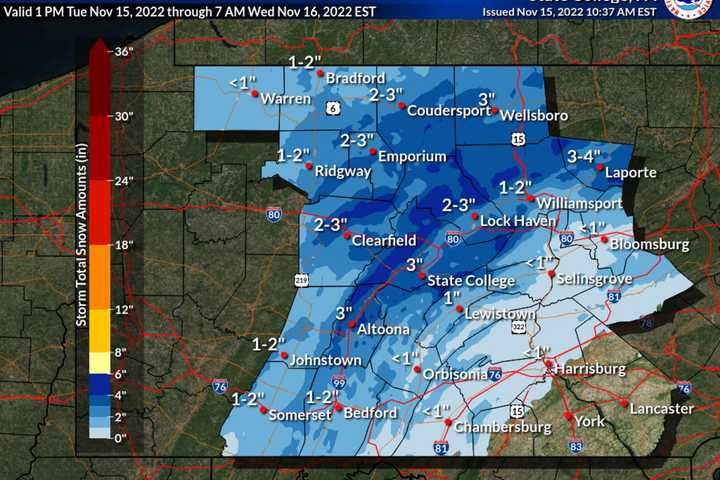 WINTER WEATHER ADVISORY Hazardous Road Conditions Expected, Snow Predicted In Pennsylvania: NWS