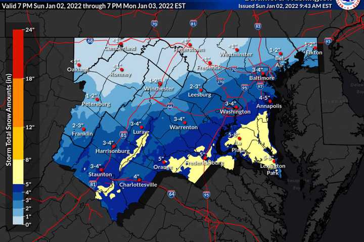 SNOW: 4 Inches Forecast For Philadelphia, Baltimore