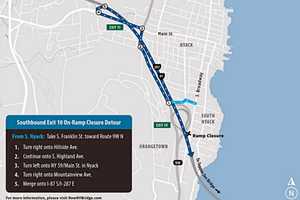 South Nyack On-Ramp To TZB Will Be Closed Monday Through Wednesday Nights
