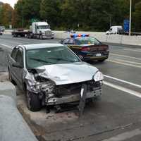 <p>Among the vehicles damaged in the pursuit and multiple crashes on Route 84 was a sedan with New Jersey license plates.</p>