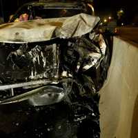 <p>The police cruiser sustained heavy damage in the crash. It was unoccupied and no one was injured.</p>