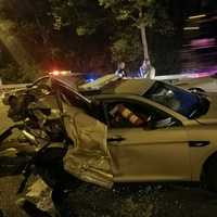 <p>The police cruiser sustained heavy damage in the crash. It was unoccupied and no one was injured.</p>