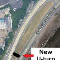 <p>The location of the new U-turn on I-95 in Mamaroneck by Exit 17.</p>