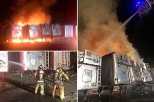 VIDEO: 6 Tractor-Trailers Burst Into Flames At Trash Dump In Region