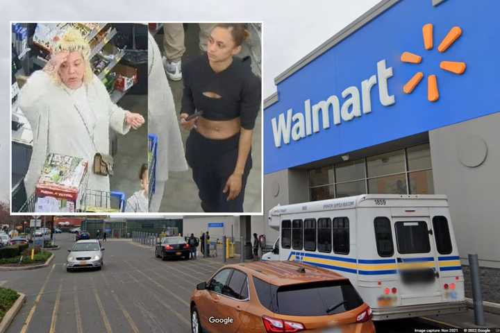 Suffolk County Police are trying to identify two suspects accused of stealing from the Islandia Walmart, located on Veterans Memorial Highway, on Saturday, June 18.