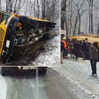 <p>One student was hospitalized after a school bus overturned on County Route 111 in Pittstown Friday morning, Jan. 20.</p>