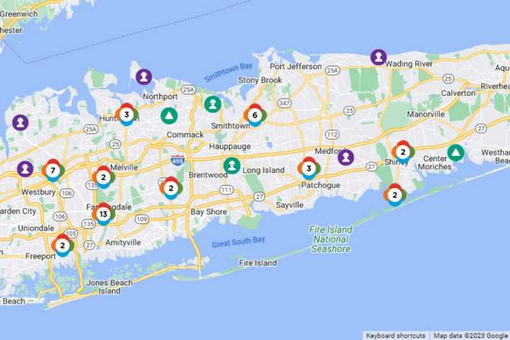 Nearly 1,000 customers were without power as strong winds pummeled Long Island Friday evening, Feb. 3.