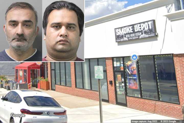 Syed Haider (left) and Syed Hassan were arrested Tuesday, Feb. 14, for allegedly selling drugs at Smoke Depot, located on Hempstead Avenue in West Hempstead.