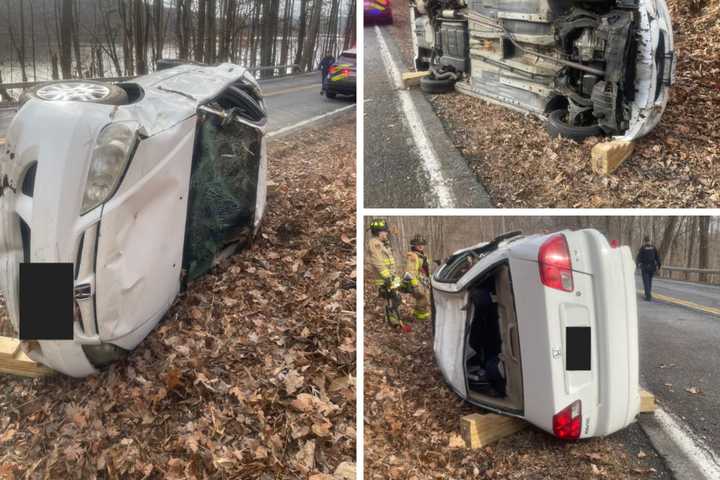 Driver Hospitalized After Car Rolls On Side Into Woods In Region