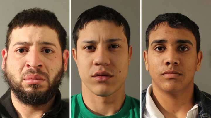 Jan Carlos Eduardo Narvaez Rangel (left), Brianny Gerardo Guevara Fernandez (center), and Jario Joel Palacios Mederico (right) are charged with stealing merchandise.