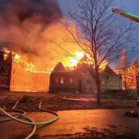 <p>A massive fire tore through the historic former site of the Doane Stuart School on Kenwood Road in Albany on Thursday night, March 23.</p>