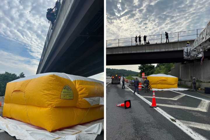 Inflatable Jump Bag Used To Save Woman From Bridge Over I-287 In White Plains