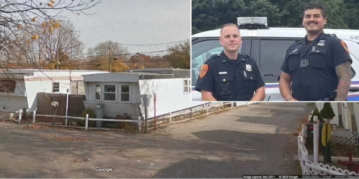 Suffolk County Police officers Michael Stroehlein and Diego Montero helped a woman deliver a baby at her Amityville home on Greybarn Lane Thursday morning, Aug. 17.