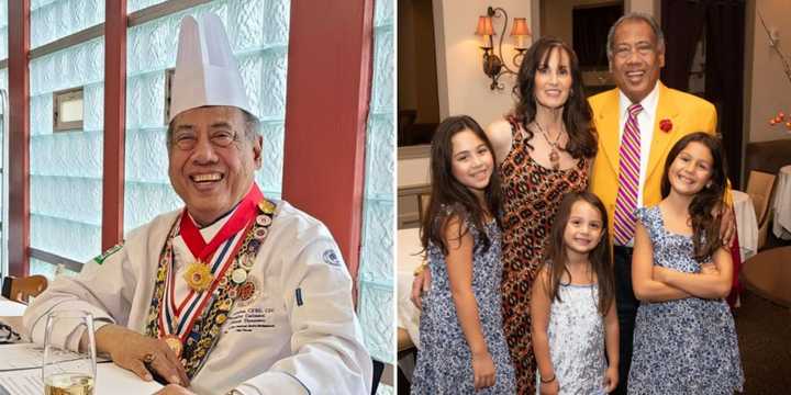 Chef Yono Purnomo with his wife Donna and their granddaughters.&nbsp;