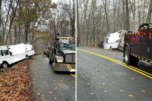 Truck Careens Into Wooded Ditch In Westchester