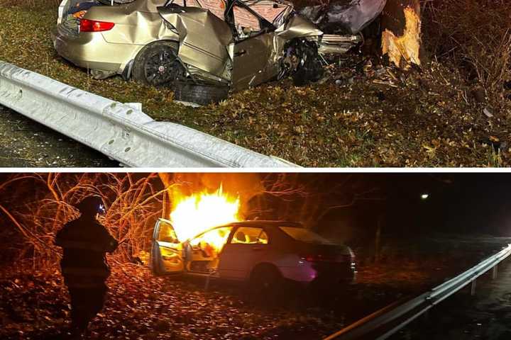 Bystander Pulls Driver From Burning Car After Fiery Crash In Westchester