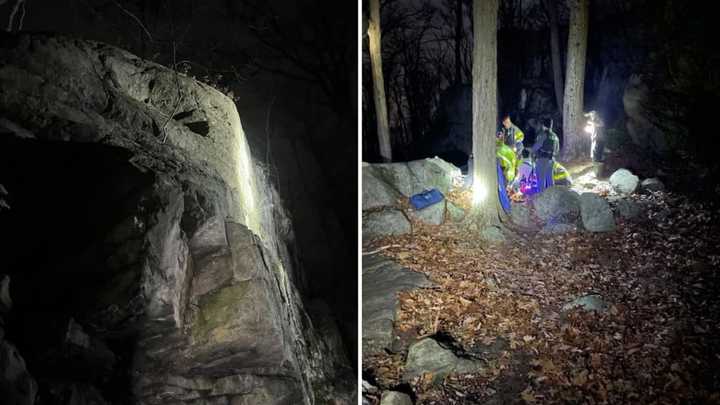 A hiker was rescued from Harriman State Park in Woodbury after falling 25 feet from a cliff.&nbsp;