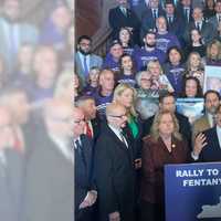 <p>Suffolk County District Attorney Raymond Tierney speaks at the state capitol in Albany on Monday, Jan. 8, urging lawmakers to pass legislation aimed at curbing fentanyl overdoses.</p>