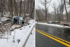 Driver Emerges Unharmed After Rollover On Snowy Mahopac Road