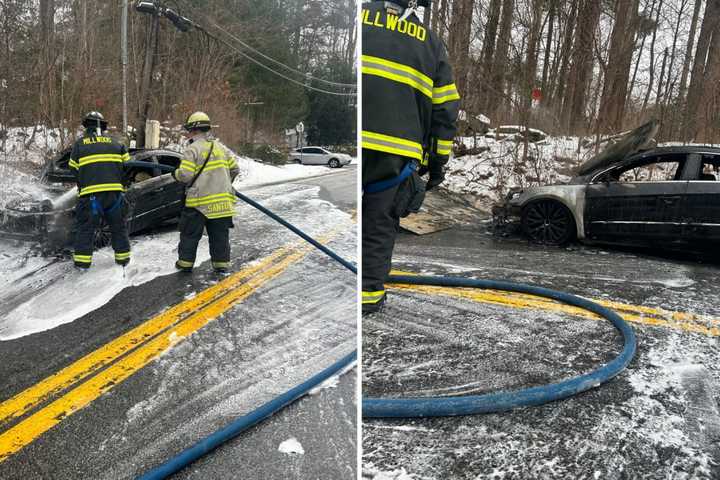 Car Goes Up In Flames On Busy Road In Millwood