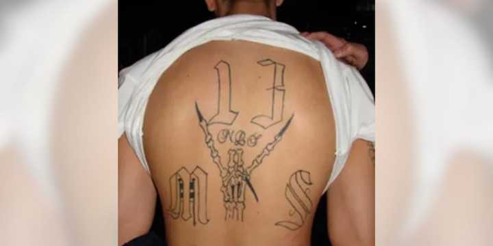 An MS-13 tattoo.&nbsp;