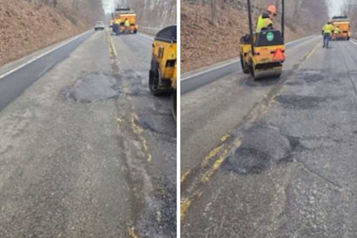 Crews Repairing Pot Holes On State Roads In Westchester