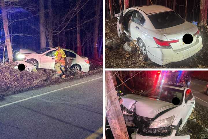 3 Hospitalized After Car Strikes Pole On Road Near Westchester Border