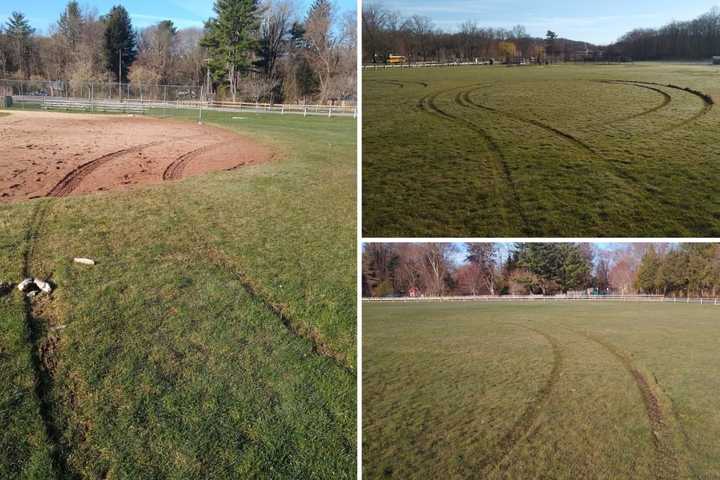 Suspects Drive Car Over Baseball Field In Northern Westchester, Damage it