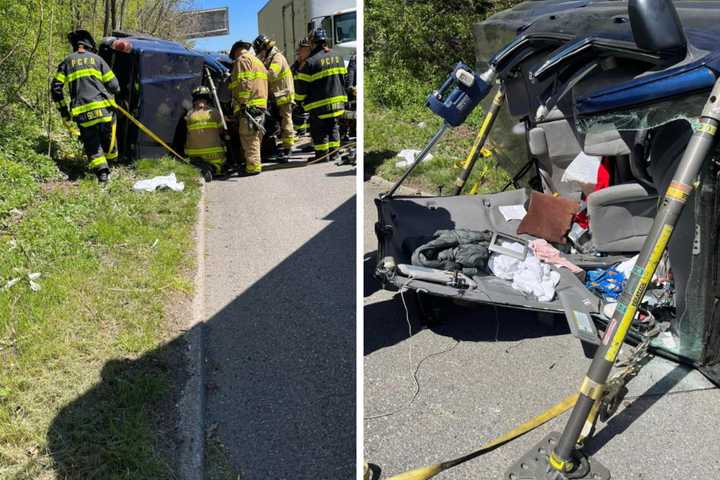 Driver Rescued From Rolled-Over Car On I-287 In Harrison