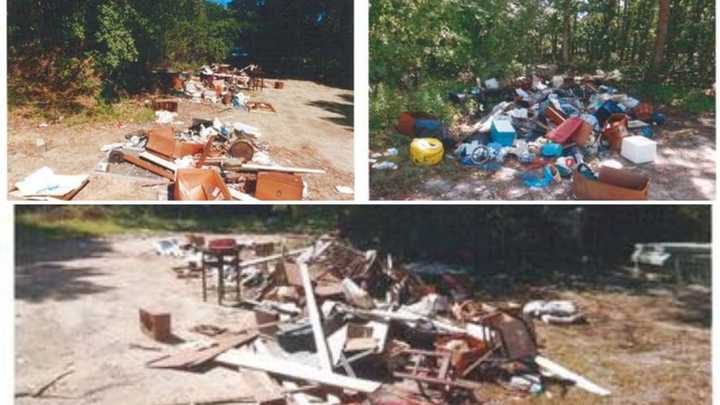 Authorities said a suspect illegally dumped large amounts of household trash in the Pine Barrens on Long Island.