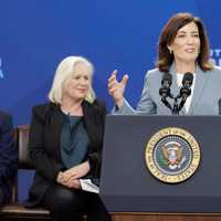 <p>New York Gov. Kathy Hochul’s approval rating dipped slightly in the second month of her first full term in office, according to a brand-new poll.</p>