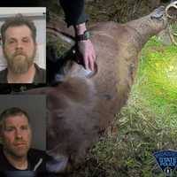 <p>Ira Doull (top) and Seth Doull are accused of shooting animals from their truck in Franklin County, State Police said.&nbsp;</p>