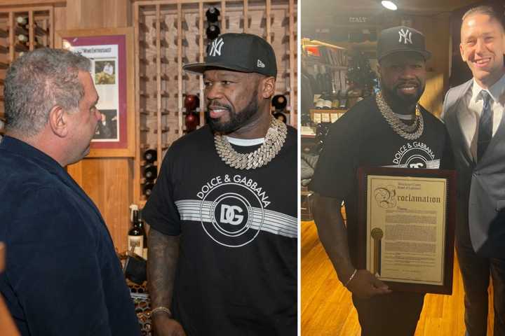 50 Cent Makes Stop At Stew Leonard's Location In Hudson Valley, Meets With Fans, Officials