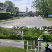 Fallen Telephone Pole, Low Wires Close Route 172 In Mount Kisco