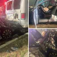 Driver Extricated After Car Destroyed In Franklin Square Crash