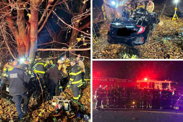 Firefighters Use Saws To Free Person Trapped In Car After Crash In Westchester County