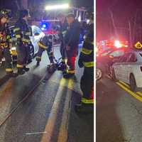 <p>Members of the Croton-on-Hudson Fire Department respond to a two-car crash in Cortlandt.</p>