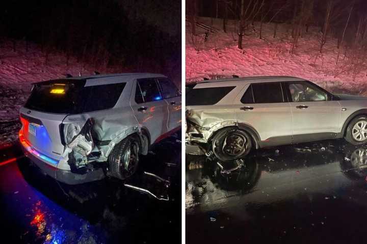 Trooper Hospitalized After Car Slams Into Parked Cruiser On I-91 In CT During Storm: Police