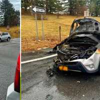 Vehicle Blaze Leaves Car Seared On Busy Yorktown Road