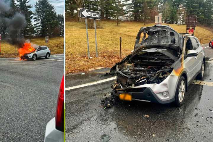 Vehicle Blaze Leaves Car Seared On Busy Westchester Road