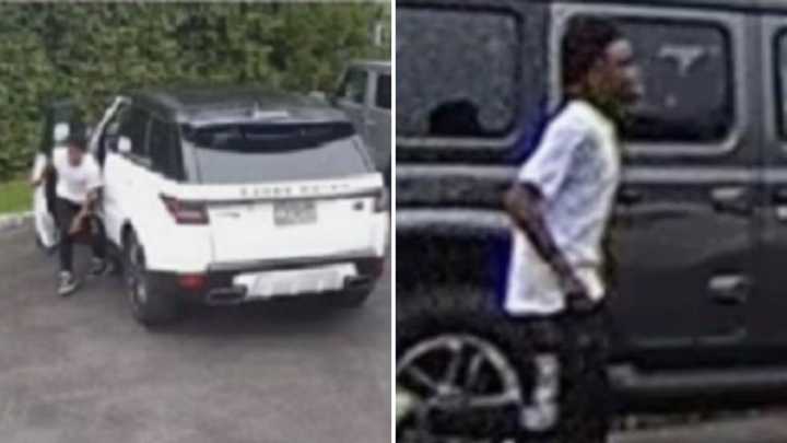 Authorities asked the public for help locating two men who are wanted for stealing an SUV that was left unlocked in a driveway in Melville.