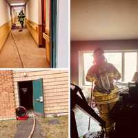 <p>Firefighters from the Yorktown Heights Volunteer Fire Department respond to a fire at the Beaver Ridge Apartment Complex.</p>