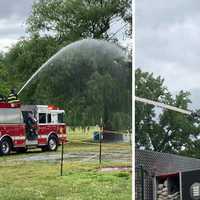 <p>The Croton-on-Hudson Fire Department battles a tree fire at Croton Point Park.</p>