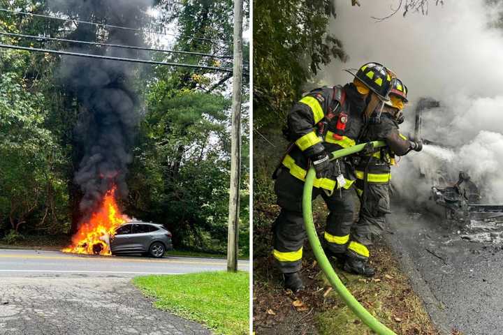 Car Bursts Into Flames, Causes Temporary Road Closure In Northern Westchester