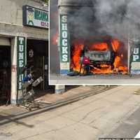 Car Fire Erupts At Auto Body Shop On Long Island (Developing)