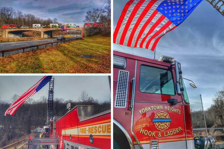 First Responders Line Up To View Procession For Fallen Officer From Westchester County