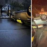 Car Flips Over, Slams Into Pole In Croton-On-Hudson, Leaving Driver Injured